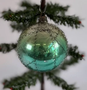 779/25  1x alter Weihnachtsschmuck Christbaumschmuck Kugel Leonischer Draht - Bild 1 von 5