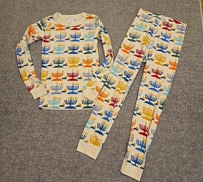 Hanna Anderson 2Pc Pajamas Long Sleeve Hanukkah Menorah PJ Set Sz 130 Cm / US 8 - Image 1 of 3
