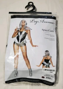 Disfraz Leg Avenue Space Cadet de una pieza talla XS nuevo plateado negro  - Imagen 1 de 7