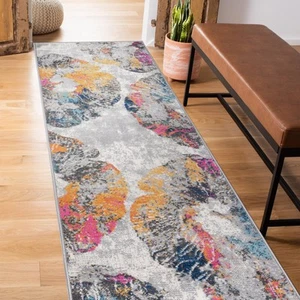 Contemporary Floral Stain Resistant Soft Runner Rug 2' x 7' Multi - Picture 1 of 7