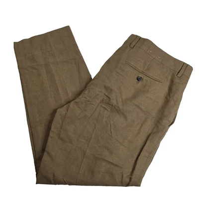 BANANA REPUBLIC Linen-Blend Suit Trousers Men's Sz 35x28 Brown Tan khaki - Image 1 of 4