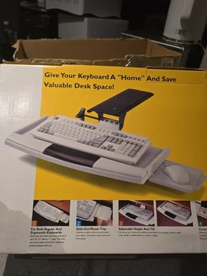 Vintage AT&T Ergonomic Keyboard & Mouse Platform Tray Under Table Desk Mount - Image 1 of 4