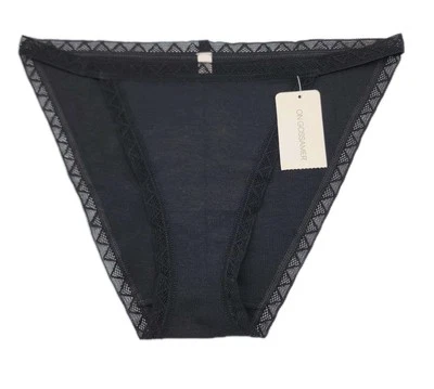 Lot Of 2 On Gossamer Mesh High Cut Brief Medium Black Style G1365 Underwear - Image 1 of 4