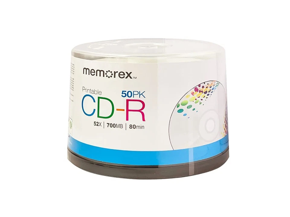 Memorex CD-R White Inkjet Printable Discs with 52x Recording Speed and 80 min... Foto 1 de 1