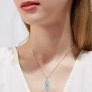 Silver Geometric Design Emerald Green Enamel Pendant / Necklace-Birthday Gift - Picture 1 of 6