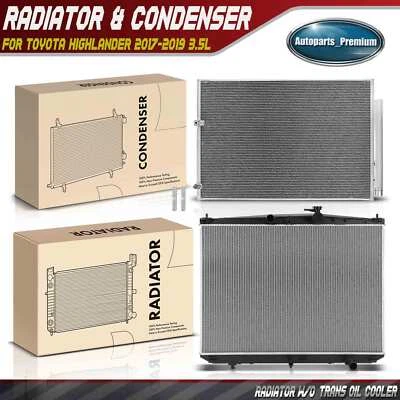 Kit de refrigeração de radiador e condensador CA para Toyota Highlander 2017-2019 V6 3.5L gasolina - Imagem 1 de 4