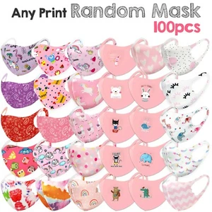 15-100 Pack - Unisex Kids Washable & Reusable Face Masks Pink Random Wholesale - Picture 1 of 14