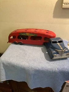Vintage Marx Toys Deluxe Auto Transport Pressed Steel Toy Truck NO Ramps! READ - Picture 1 of 24