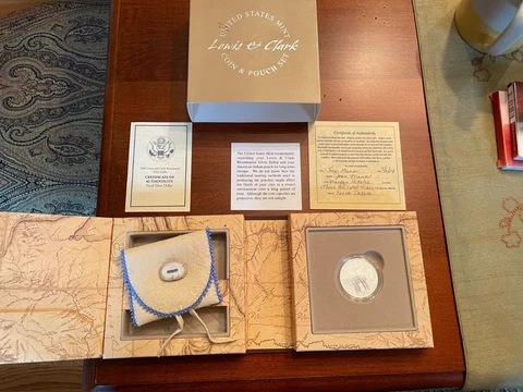 2004 US Mint Lewis and Clark Coin and Pouch Set in box with COA Cover