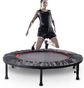 Trampoline for Adults – Mini Foldable Fitness Trampoline with Optional Bar, - Picture 1 of 6