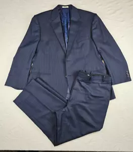 2 pc Suit Customed Tailored by Duke of Hollywood Blue Pinstriped Blazer & Pants - Picture 1 of 24
