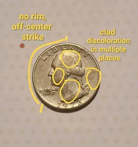 Rare 1973 Washington Quarter Error Off Center Strike No Mint Mark Vntg US Coin - Picture 1 of 4