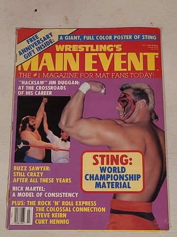 Wrestlings Main Event Magazine July 1990 W/ Sting Poster! See Pics! Cover