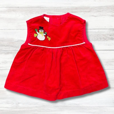 Vestido De Colección Años 70 Navidad Sears Bebé Calzoncillo 9-12 meses Rojo Pana Muñeco de Nieve Retro Julio Foto 1 de 4