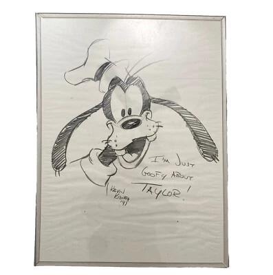Disney Kevin Kidney 1997 Goofy Boceto Firmado Dibujo '97 Disneyland Auténtico Foto 1 de 4