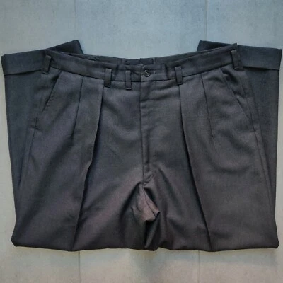 Pantalón Hollywood Vintage Años 50 Gris Oscuro Gabardina Plisado Lazo Caído 35x26 Nuevo de Lote Antiguo Foto 1 de 4