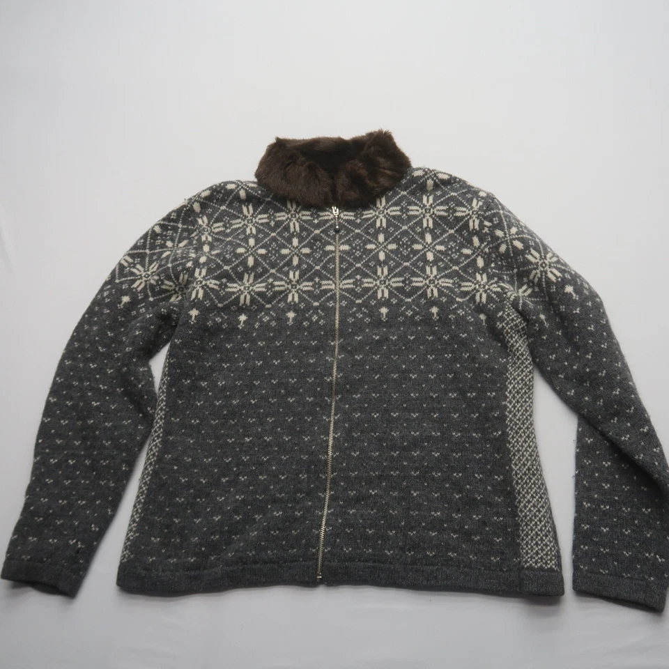 Винтажный женский шерстяной свитер на молнии Maurices большой Fair Isle с воротником вязаный - Изображение 1 из 4