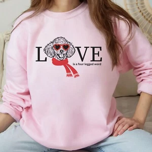 Poodle Sweatshirt Valentine's Day Shirt Love Dog Mom Top Dog Lover Gift - Picture 1 of 10