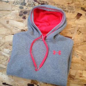 UNDER ARMOUR Graphic Pink Accented Gray Hooded Sweatshirt Hoodie Women's Small - Picture 1 of 9