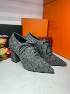 Chanel Women ankle boots gray Tweed. Size 36.5. - Picture 1 of 7