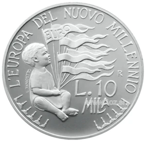 SAN MARINO 10000 LIRE 1998 ( NEW MILLENNIUM ) SILVER Comm coin (KM# 387) PROOF - Picture 1 of 5