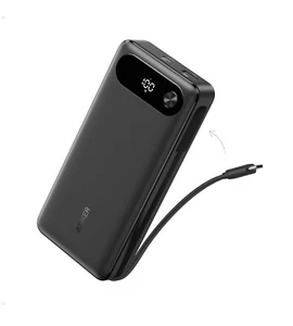 Anker Power Bank 20,000mAh Portable Fast Charger | Built-in USB-C Cable - Black - Zdjęcie 1 z 1