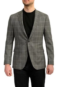 Hugo Boss Men's "Novan6/Ben2" Gray Slim Fit Plaid 100% Wool Blazer US 38R IT 48R - Picture 1 of 7