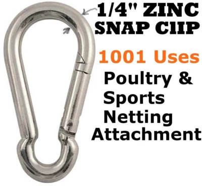 1/4" Zinc-Plated Steel Carabiner Snap Clips Jones-Sports Pinnon Hatch Farms