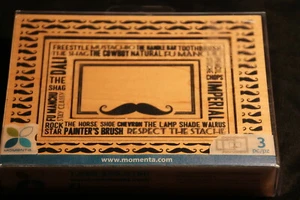 NUEVO EN PAQUETE Juego 3 marcos de bigote sellos de goma montados en madera más grandes 4x5,5 - Imagen 1 de 1