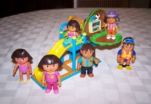 DORA The Explorer Backyard Treehouse Playground, Swing Set, Slide With 6 Figures - Picture 1 of 10