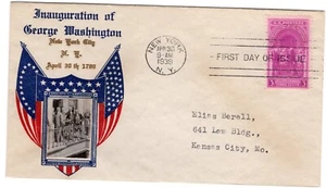 #854 Washington Inauguration FDC 1939 - Crosby Gold, Red & Blue - Picture 1 of 2