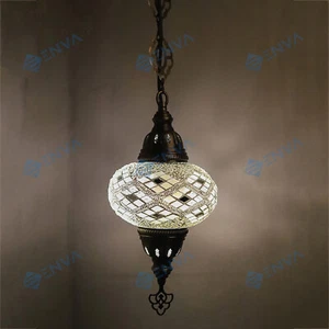 Turkish Moroccan Style Mosaic Ceiling Hanging Light Lamp Chandelier Large Globe - Picture 1 of 7