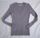 Ann Taylor LOFT Women's Purple Lilac V Neck Cable Knit Sweater Size Small Petite