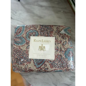Ralph Lauren 90s Aix-En-Provence Tan Red Blue Floral FULL FITTED Sheet - Picture 1 of 5