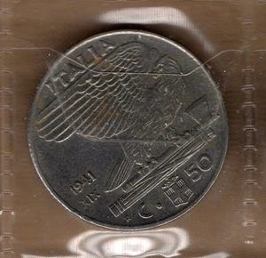 A565: Münze Coin Königreich Italien - Vittorio E III: 50 Cent Kaiserreich 1941 XIX - Bild 1 von 1