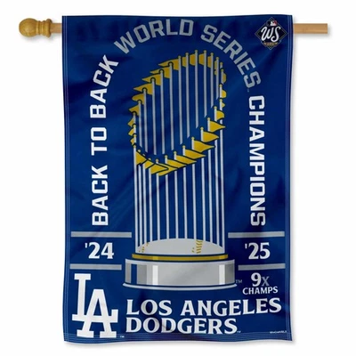 MLB Los Angeles Dodgers 2025 Back to Back World Champions Series House Flag - Image 1 of 4
