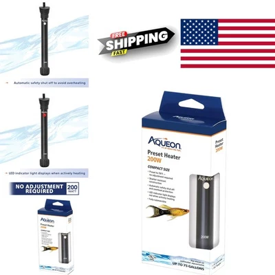 Energy Efficient Fish Tank Heater 200 Watts Preset For Optimal Water Temperature - Image 1 of 4