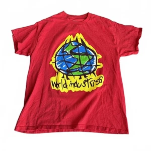 Y2K World Industries T-shirt skate rosso graffiti globo grafica L - Foto 1 di 6