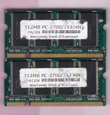 1GB 2x512MB PC-2700S ELPIDA 512MB PC-2700/333MHZ DDR-333 LAPTOP Ram Memory Kit - Image 1 of 3