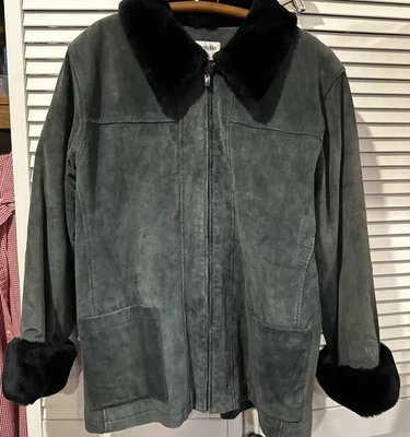 Bagatelle замшевая кожаная куртка женщин большой серый искусственного меха пальто - Изображение 1 из 4