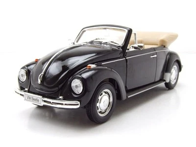 VW Maggiolino Cabrio 1969 Nero Modellino 1:24 Welly - Immagine 1 di 4
