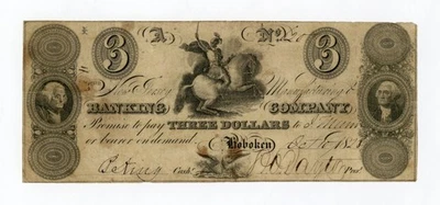 1828 $3 The New Jersey Manufacturing and Banking Co. - Hoboken, NEW JERSEY Note - Image 1 of 2