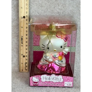 Hello Kitty Holiday Ornament rosa Kleid Glitzer festlich neu im Karton - Bild 1 von 5