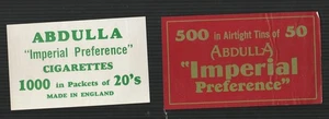 2 Old EMPTY cigarette tobacco packet outer labels Abdulla variety #002 - Bild 1 von 1