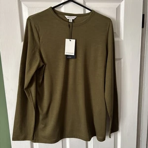 M&S AUTOGRAPH Olive Green Wool Blend Long Sleeve T-Shirt - Size 16 - BNWT - Picture 1 of 13