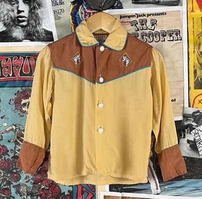Vtg Kids 50s Rayon Rockabilly Embroidered Horse Button Up Shirt 4T Western - Image 1 of 4