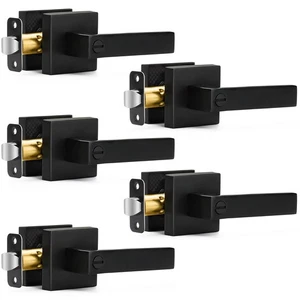 5 Pack Matte Black Door Handles Privacy Door Levers, Keyless Interior Door Kn... - Picture 1 of 6