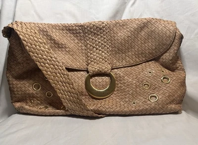 Elliott Lucca Beige Woven Leather Hobo Shoulder Handbag - Image 1 of 4