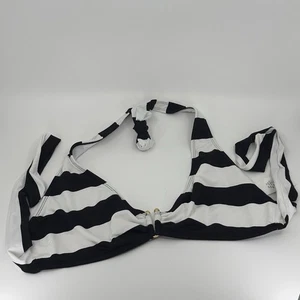Top de bikini halter a rayas elegante Lauren Ralph Lauren negro blanco talla 14 venta al por menor $86 - Imagen 1 de 4