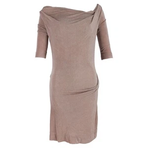 Vivienne Westwood Asymmetric Neckline Midi Dress In Brown Viscose Women O Size - Picture 1 of 6